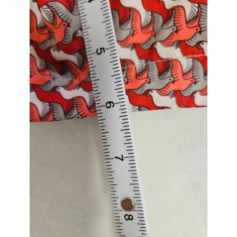 Mr. Swim Trunks Mens XXL Red Grey Bird Print Drawstring Mesh Lined 6